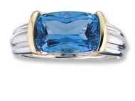 Blue Topaz Ring in 18k Gold & Sterling Silver