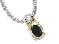 Onyx Pendant in 18k Gold & Sterling Silver