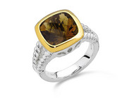 Honey Citrine Ring in 18k Gold & Sterling Silver