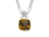 Honey Citrine Pendant in 18k Gold & Sterling Silver