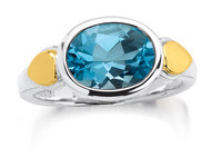 Blue Topaz Ring in 18k Gold & Sterling Silver