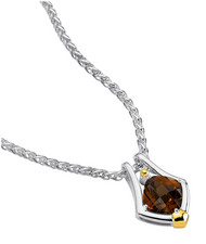 Honey Citrine Pendant in 18k Gold & Sterling Silver