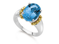 Blue Topaz Ring in 18k Gold & Sterling Silver