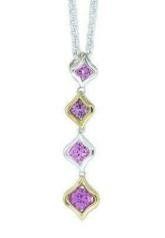Pink Sapphire Pendant in 18k Gold & Sterling Silver