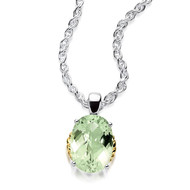 Green Amethyst Pendant in 18k Gold & Sterling Silver