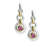18k Gold & Sterling Silver Pink Sapphire Earrings